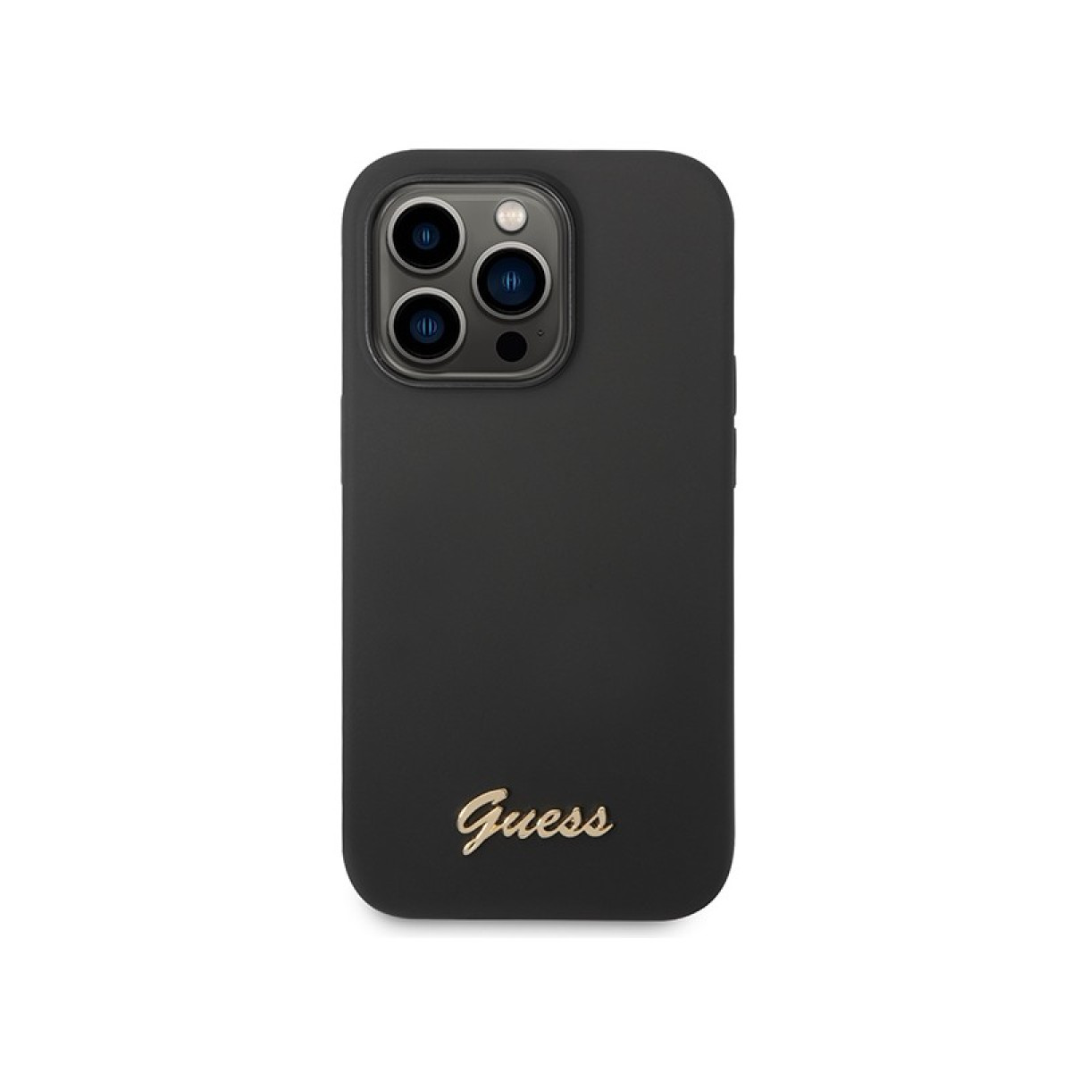 Guess telefona maciņš iPhone 14 Pro Max 6,7 GUHCP14XSLSMK melns ciets telefona maciņš Silikona Vintage zelta logotips