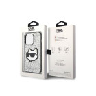 Karl Lagerfeld futrālis iPhone 14 Pro Max 6.7 KLHCP14XG2CPS sudraba cietais korpuss Glitter Choupette Patch