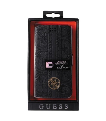 Guess Universāls maciņš GUBKLHEBK 4.6 - 5.2 melns 4G Heritage max 14.5x7.5cm