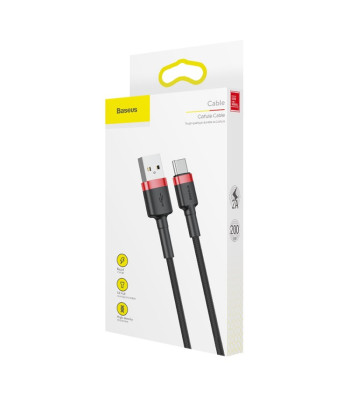 Baseus kabelis Cafule USB - USB-C 2,0 m 2A sarkans-melns