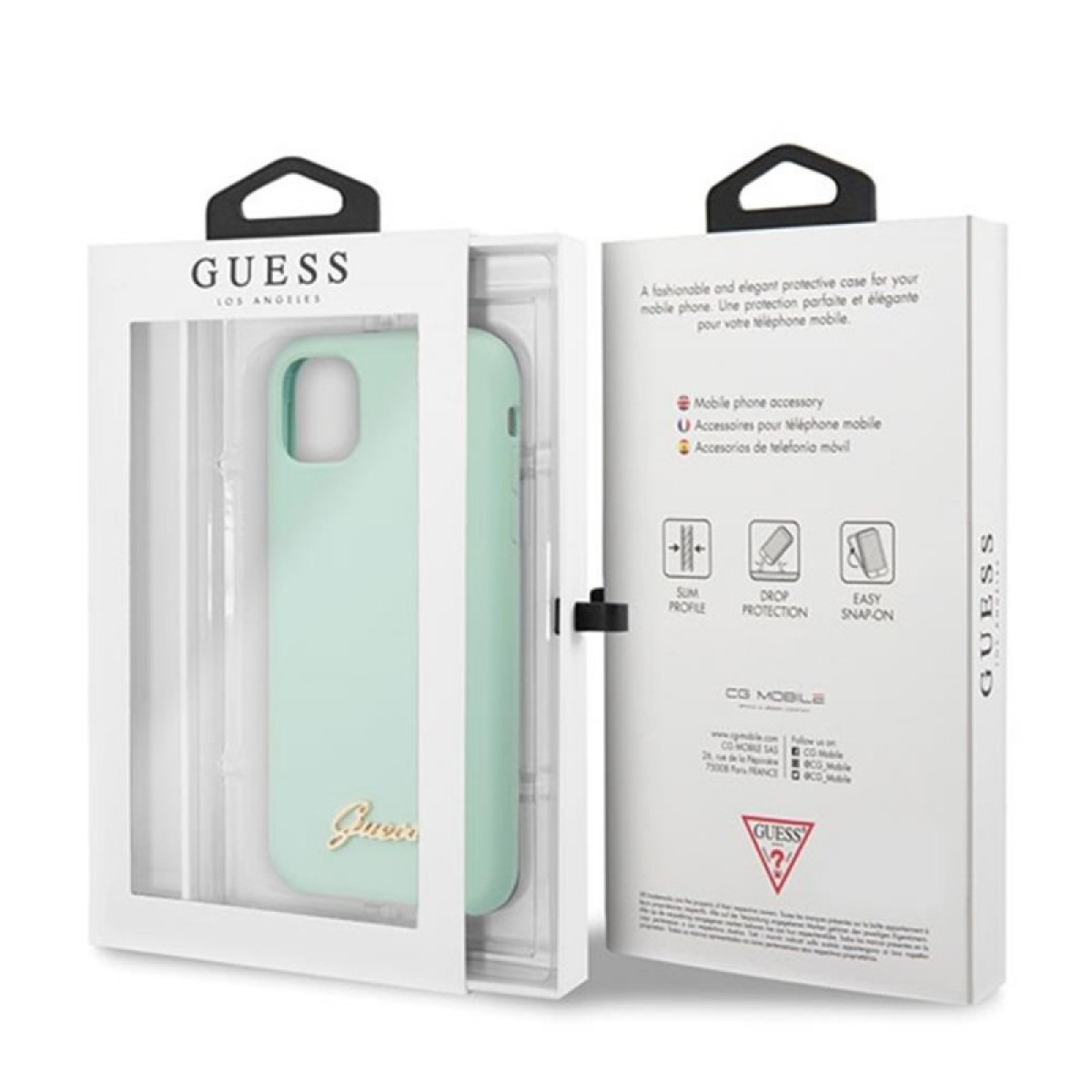 Guess maciņš iPhone 11 Pro Max GUHCN65LSLMGG zaļš ciets futrālis Vintage Gold Logo