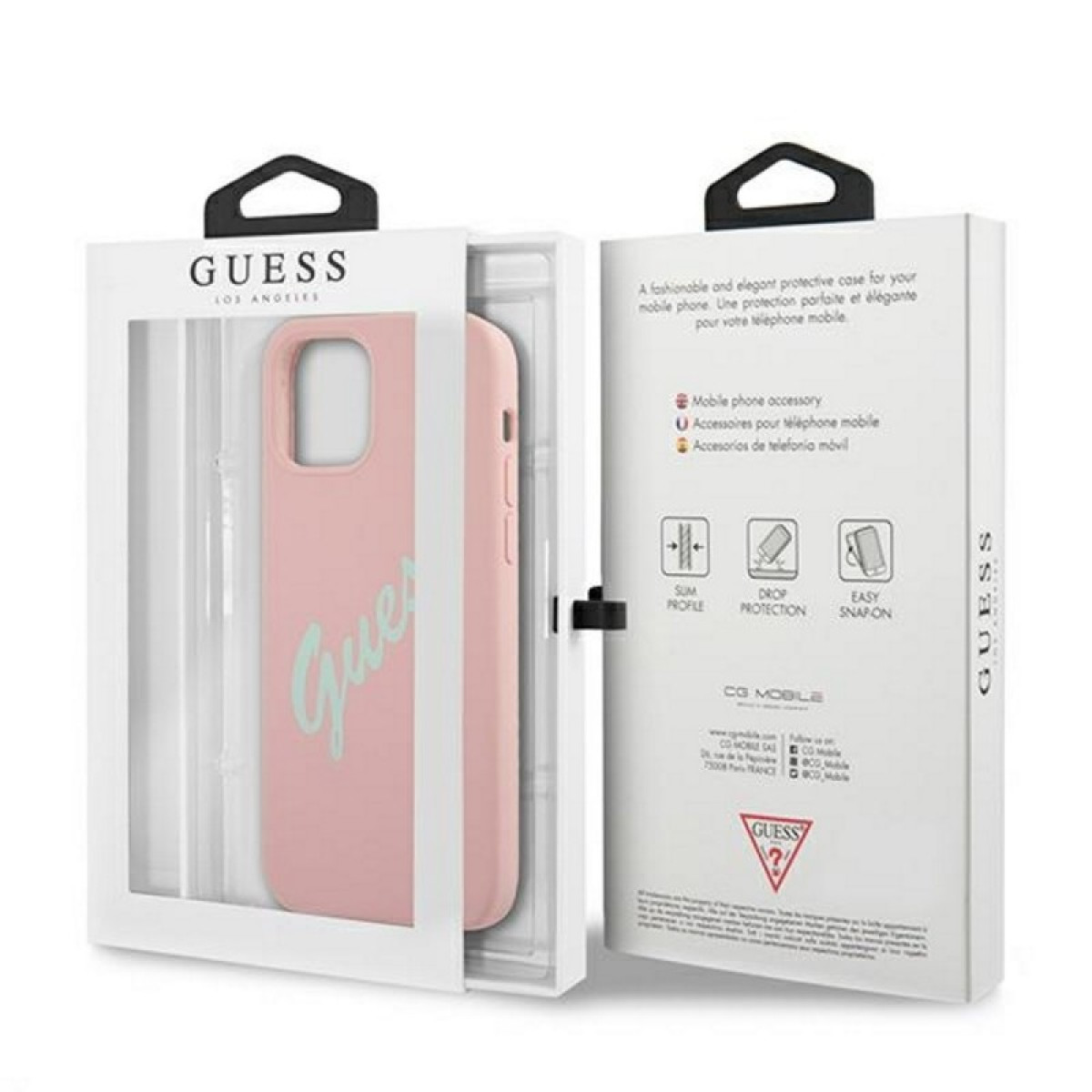 Guess futrālis iPhone 12/12 Pro 6.1 GUHCP12MLSVSPG rozā zaļš cietais korpuss, silikona vintage