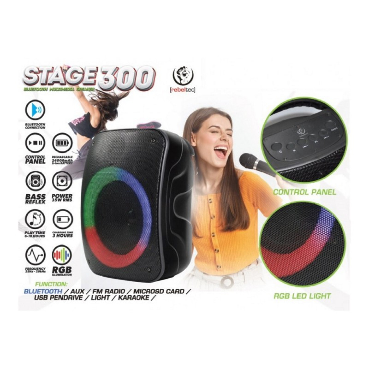 Rebeltec Bluetooth skaļrunis STAGE 300 melns