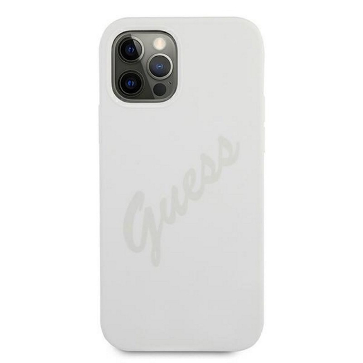 Guess futrālis tālrunim iPhone 12 Pro Max 6.7 GUHCP12LLSVSBF zils un fuksijas krāsas cietais silikona vintage korpuss