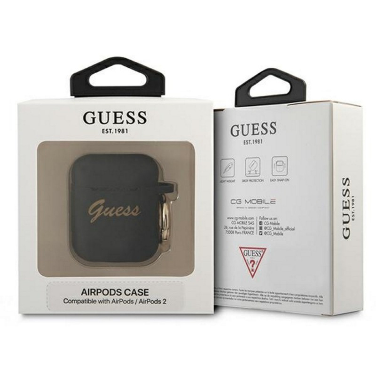 Guess telefona maciņš AirPods GUA2SSSK melns Silikona Vintage Script