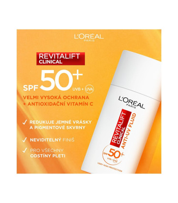 L´Oréal Paris Daily aizsargšķidrums Revita lift Clinical SPF50+ ar C vitamīnu (pret UV šķidrums) 50 ml