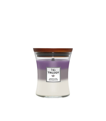 WoodWick Vidēja izmēra aromātiskā svece "Trilogy Amethyst Sky" 275 g