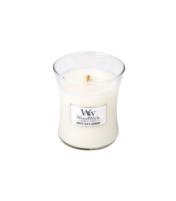 WoodWick aromātiskā svece vāzē "Baltā tēja - jasmīns" 275 g