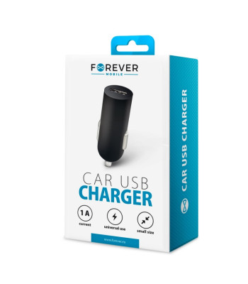 Forever M02 auto lādētājs 1x USB 1A melns