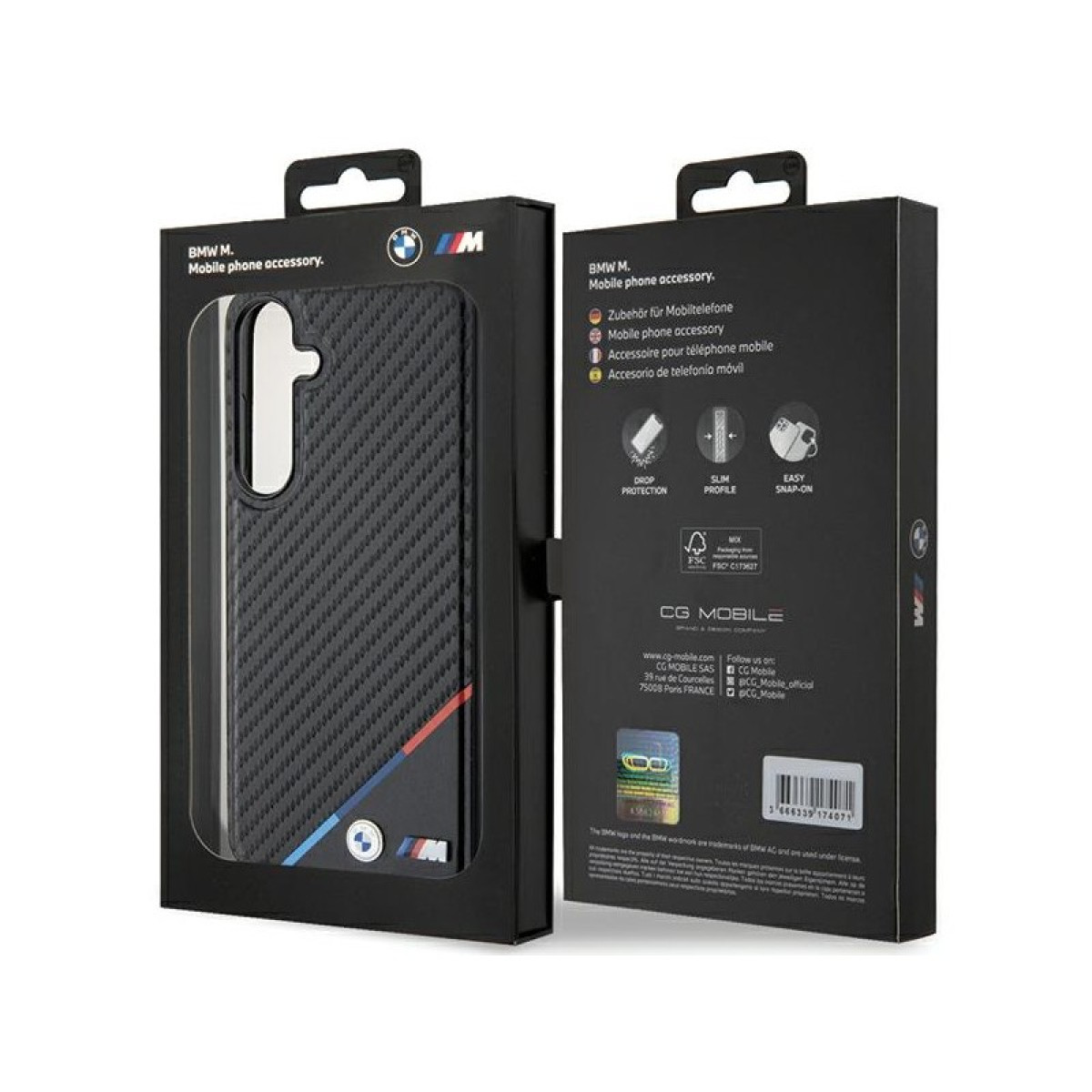 BMW maciņš priekš Samsung Galaxy S24 melnas automašīnas Tricolor Line MagSafe