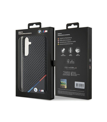 BMW maciņš priekš Samsung Galaxy S24 melnas automašīnas Tricolor Line MagSafe