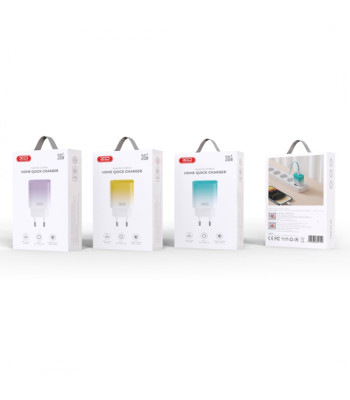 XO sienas lādētājs CE18 PD 30W 1x USB-C dzeltenbalts