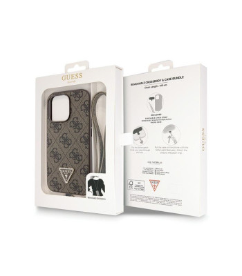 Guess maciņš iPhone 13 Pro 6.1 GUHCP13LP4TDSCPW brūns HC PU ādas metāla logotips Strass Crossbody