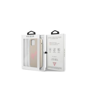 Guess maciņš iPhone 12 / 12 Pro 6.1 GUHCP12MLSVSGP pelēks rozā cietais korpuss Silicone Vintage