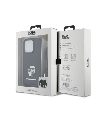 Karl Lagerfeld futrālis iPhone 14 Pro 6.1 KLHCP14LSAKCPSK melns HC Saffiano KC Metāla tapas Crossbody