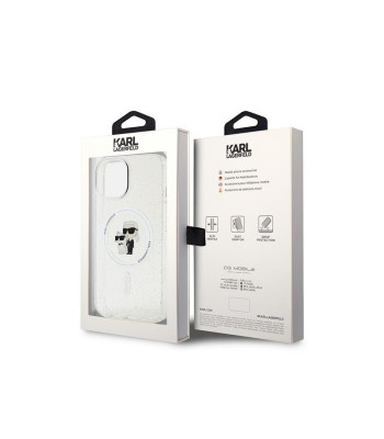 Karl Lagerfeld maciņš iPhone 15 Plus 6.7 KLHMP15MHGKCNOT caurspīdīgs HC Magsafe IML KC Glitter