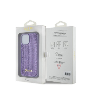 Guess futrālis iPhone 15 6.1 GUHCP15SPSFDGSU violets HC Sequin Script Metal
