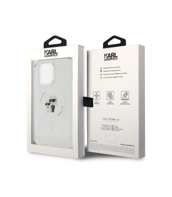 Karl Lagerfeld futrālis iPhone 14 Pro Max 6.7 KLHMP14XHGKCNOT caurspīdīgs HC Magsafe IML KC Glitter