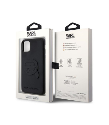 Karl Lagerfeld maciņš iPhone 11 KLHCN613DRKNK melns 3D Gumijas maciņš Karl Head