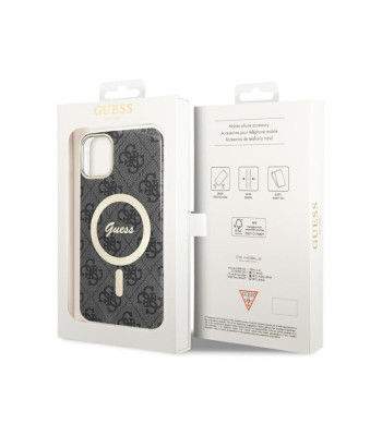 Guess maciņš priekš iPhone 11 GUHMN61H4STK melns ciets maciņš Magsafe IML 4G