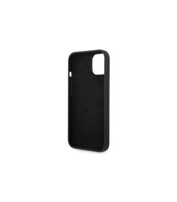 Guess maciņš iPhone 14 Pro 6.1 GUHCP14LSLSMK melnajam cietajam korpusam Silikona Vintage Gold Logo