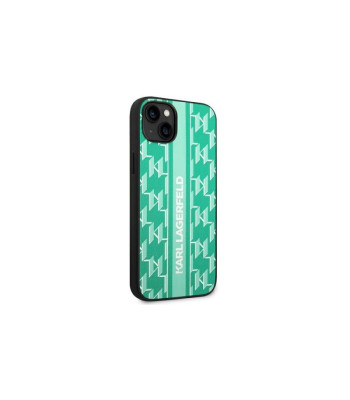 Karl Lagefeld maciņš iPhone 14 Plus 6.7 KLHCP14MPGKLSKN zaļš ciets maciņš Monogram Stripe