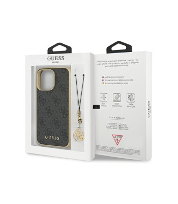 Guess maciņš iPhone 14 Pro 6.1 GUHCP14LGF4GGR pelēks HC PU 4G Charm