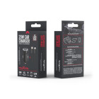 Maxlife MXCC-04 PD QC auto lādētājs 1x USB-C 1x USB 20W melns + USB-C - Lightning kabelis 27W