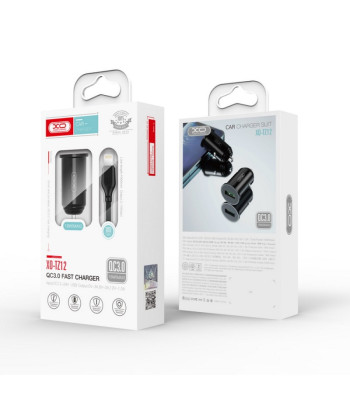 XO auto lādētājs TZ12 QC 3.0 18W 1x USB melns + microUSB kabelis