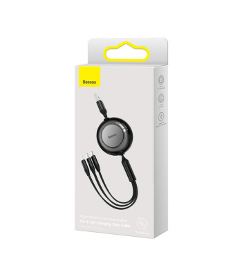 Baseus kabelis "Bright Mirror 2 3w1" USB - micro USB + "Lightning" + USB-C 1,1 m 3,5 A melns izvelkams
