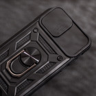 "Defender Slide" dėklas "Samsung Galaxy S25", juodos spalvos