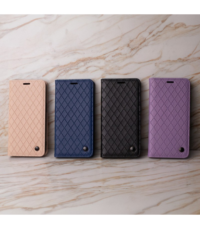 Telefono dėklas knygelė Smart Caro, skirtas iPhone 16 Pro Max 6,9 violetinės spalvos