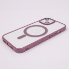 Skaidrus magnetinis satino dėklas iPhone 16 6,1 violetinis