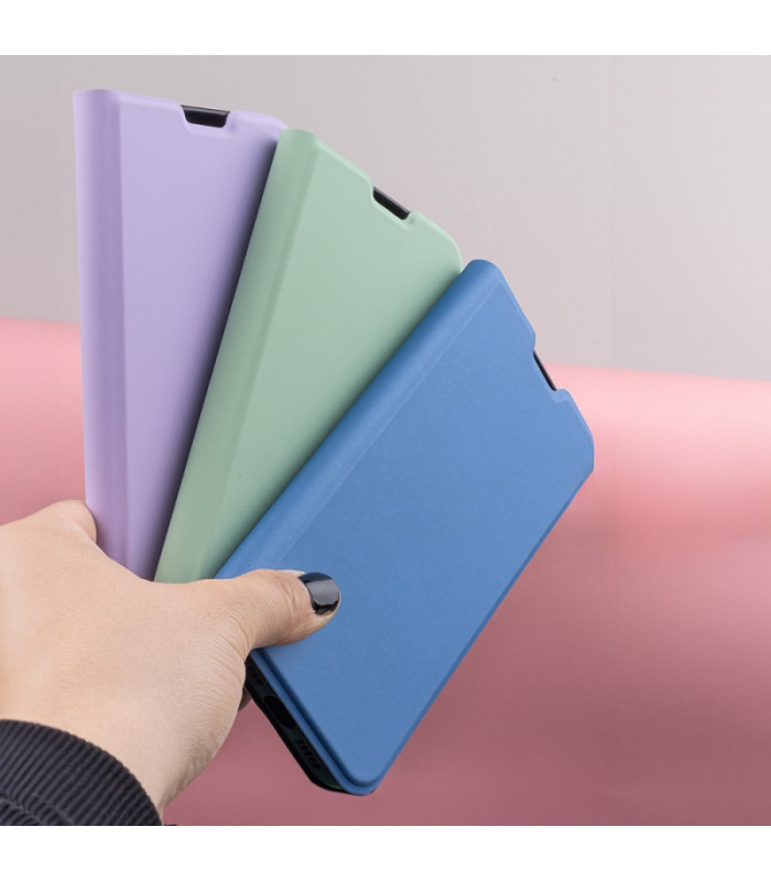 Apsauginis minkštas dėklas knygutė Motorola Moto E13, džinsinis