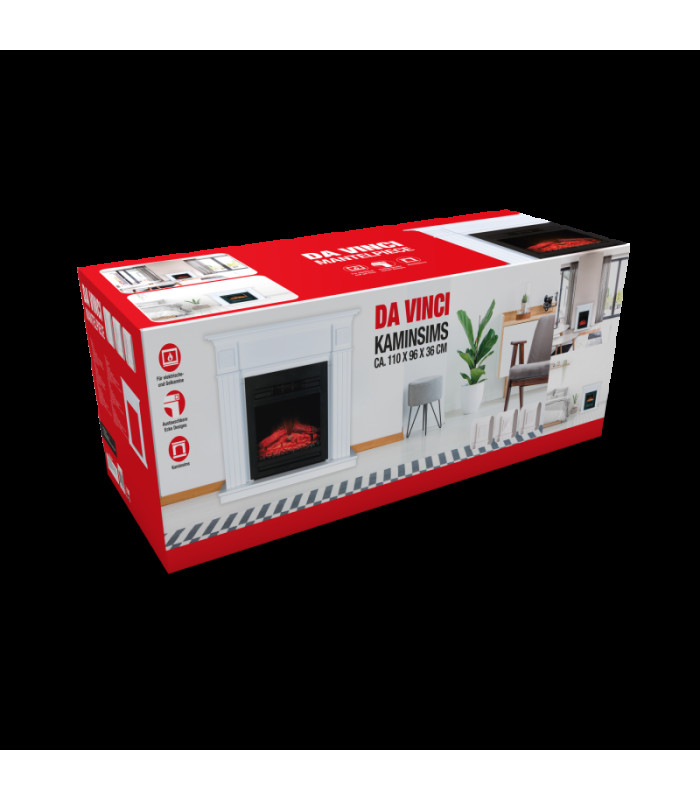 Židinys Da Vinci Classic Fire, baltas, 110x36x96cm