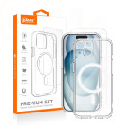 "Vmax" rinkinys "iPhone 15 Plus" 6,7 "Mag" dėklas + stiklas 2,5D premium