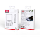 "XO" sieninis įkroviklis CE02C 2x USB 2,1A baltos spalvos + "Lightning" laidas