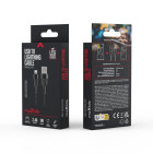 "Maxlife MXUC-07" USB - "Lightning" laidas 1,0 m 2,4A juodas nailonas