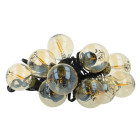 Saulės girlianda 5,5 m + 10 LED lempučių aukso spalvos E12 G40 IP44