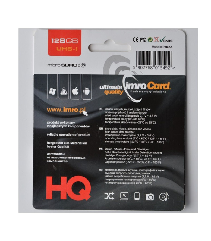 "Imro" atminties kortelė 128 GB microSDXC kl. 10 UHS-3 + adapteris