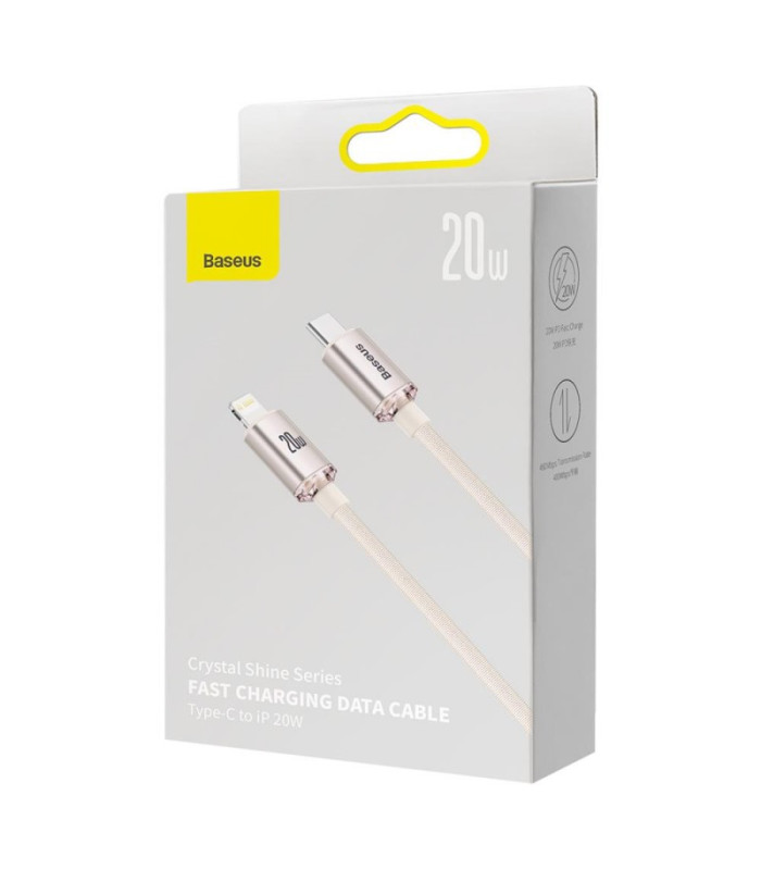 "Baseus" kabelis "Crystal Shine" USB-C - "Lightning" 2,0 m 20W rožinis