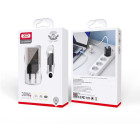 "XO Clear" sieninis įkroviklis CE05 PD 30W QC 3.0 18W 1x USB 1x USB-C rudas + USB-C - Lightning kabelis