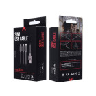 "Maxlife 3in1" kabelis USB - "Lightning" + USB-C + microUSB 1,0 m 2,1A pilkas nailonas
