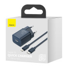"Baseus" sieninis įkroviklis "Super Si PD 20W" 1x USB-C mėlynas + USB-C - "Lightning" kabelis