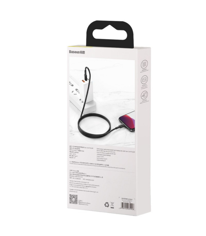 "Baseus" didelio tankio PD kabelis USB-C - Lightning 1,0 m juodas 20W