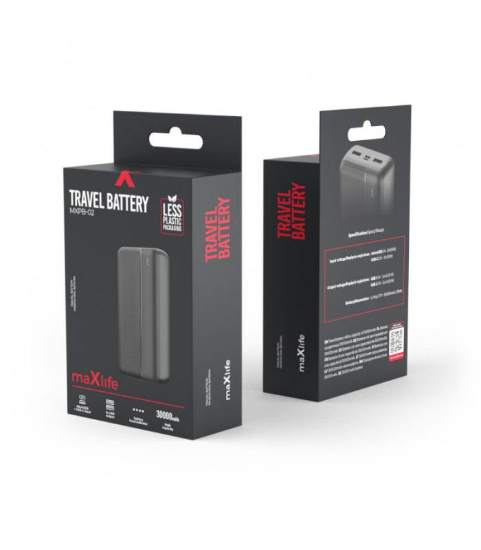 "Maxlife" maitinimo bankas MXPB-02 30000 mAh, juodas