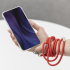 Universalus kaklo dirželis telefonams raudonos spalvos