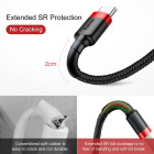 "Baseus" kabelis Cafule USB - USB-C 0,5 m 3A raudonai juodas