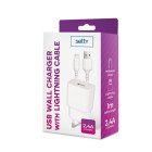 "Setty" įkroviklis 1x USB 2,4A baltos spalvos + "Lightning" laidas 1,0 m NAUJIENA