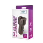 "Setty" automobilinis įkroviklis 2x USB 2,4A, juodas